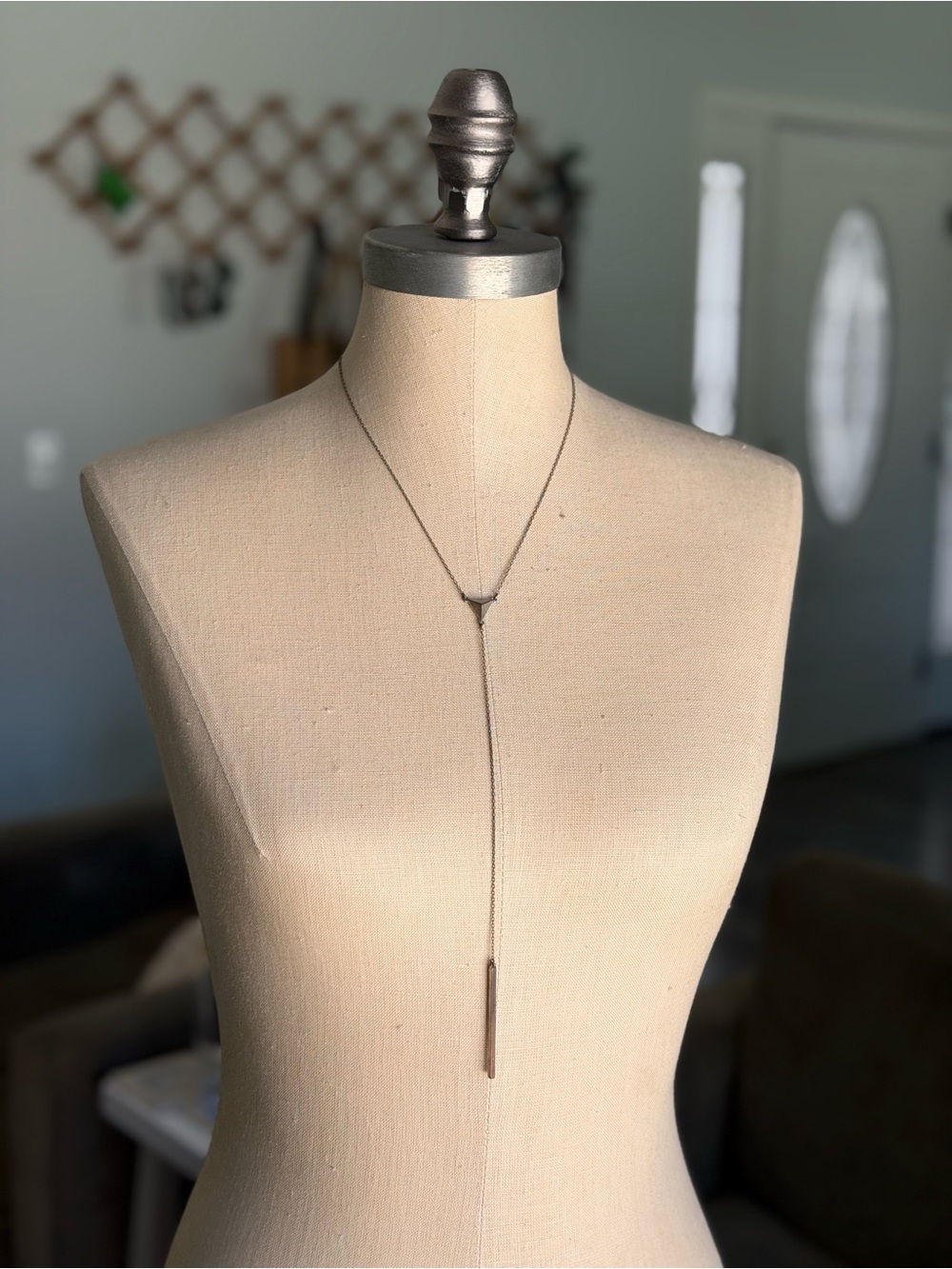 LOFT Geometric Triangle Lariat Y-Necklace Minimalist Long Bar Pendant